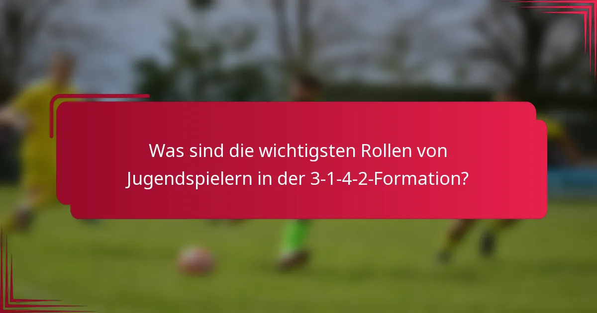 Was sind die wichtigsten Rollen von Jugendspielern in der 3-1-4-2-Formation?