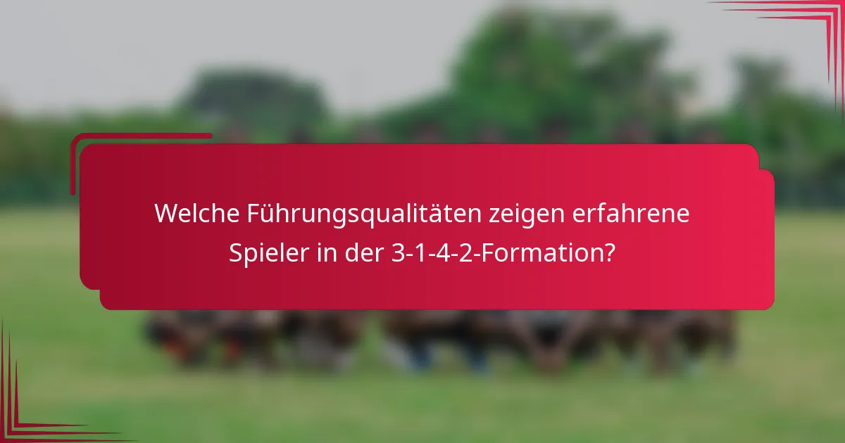 Welche Führungsqualitäten zeigen erfahrene Spieler in der 3-1-4-2-Formation?