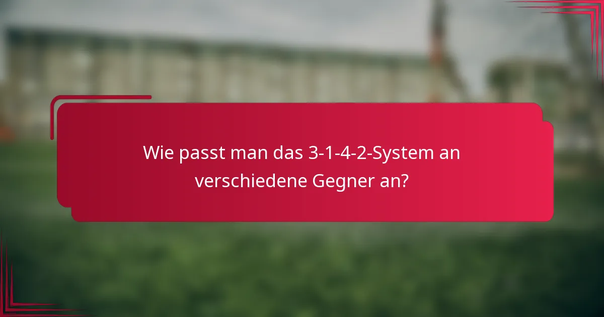 Wie passt man das 3-1-4-2-System an verschiedene Gegner an?