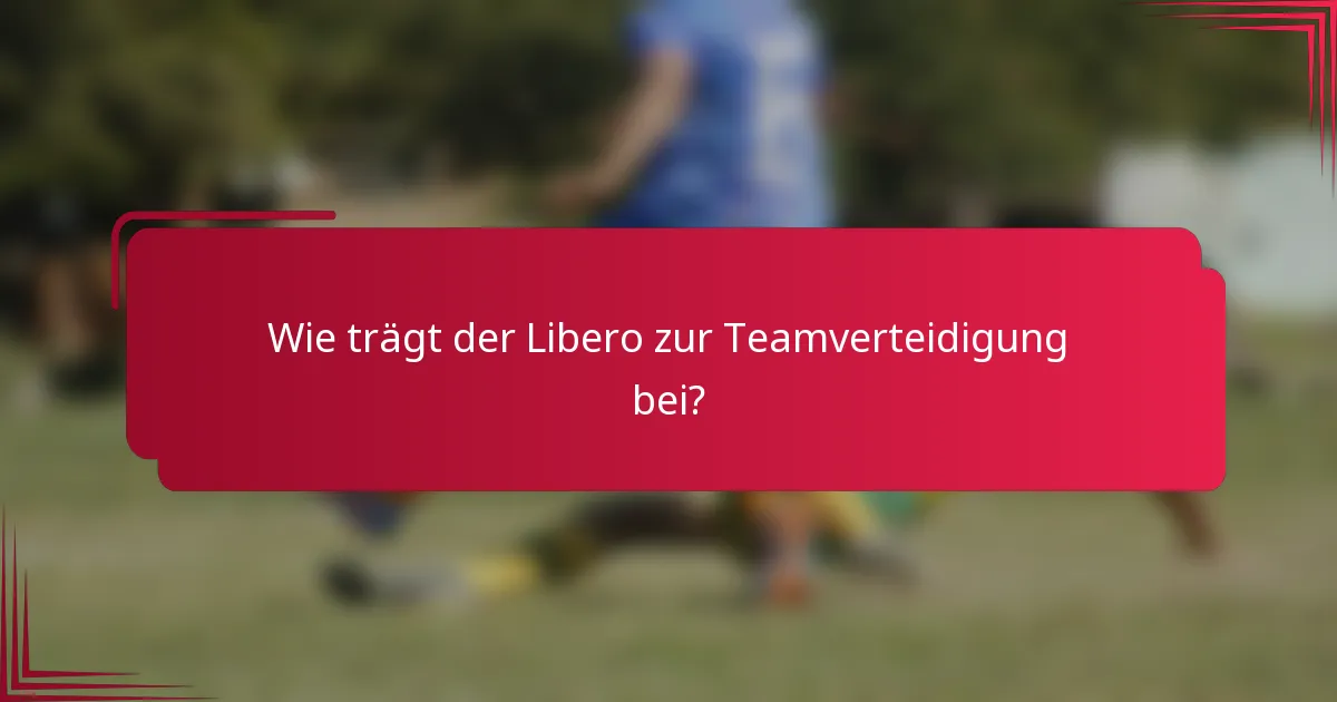 Wie trägt der Libero zur Teamverteidigung bei?